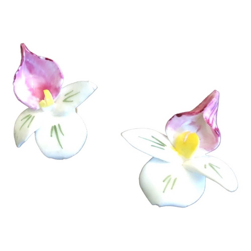 Flower Light Weight Clip On Earrings Women's Pink/White